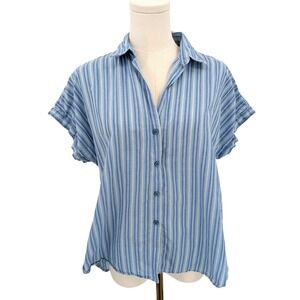 Patagonia Blue White Stripe Organic Cotton Button Up Shirt Women's S Outdoors